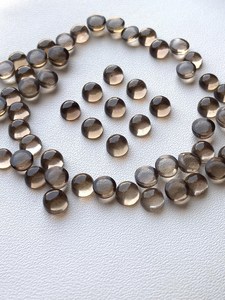 หินควอทซ์สโมคกี้ธรรมชาติที่ดีเลิศทรงกลมขนาด3มม. 5มม. 10มม. 12มม. ความเงางามสูงหลังแบนปรับเทียบอัญมณีหลวมสำหรับการทำเครื่องประดับ - Product Image 6