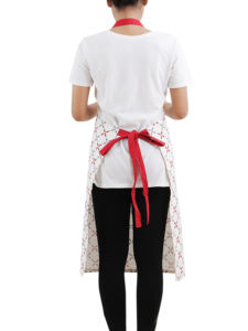 Delantal de cocina sin mangas con cintura de algodón natural rojo de alta calidad con correas ajustables y bolsillo frontal para uso doméstico y hotelero - Product Image 5