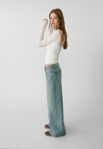 Pantalones vaqueros de pierna ancha de talla grande para mujer, pantalones holgados de calle para mujer, pantalones de cintura alta para mujer, pantalones vaqueros para uso al aire libre - Product Image 5