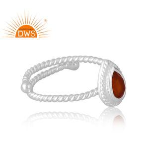 Anillo de piedras preciosas de cornalina Natural de Plata de Ley 925, joyería personalizada para mujer, regalo para ella - Product Image 4
