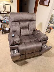 High-Performance Power <b>Recliner</b> Chair With Remote Control Gray Microfiber Electric Lounge <b>Armchair</b> - Product Image 5