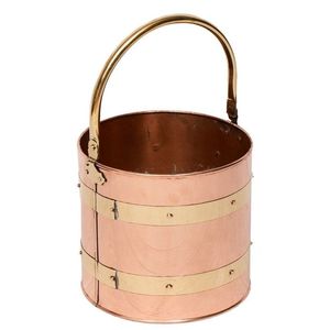 Seau à charbon en cuivre avec un savoir-faire détaillé et une bouche incurvée adaptée au stockage de maisons vintage - Product Image 6