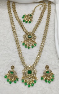 Conjunto de Collar y Aretes de Lujo Chapados en Oro, Joyería India Elegante para Mujer - Product Image 6