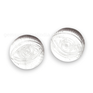 Cristal de cuarzo natural, mal de ojo, piedra preciosa tallada a mano, cuentas de piedras preciosas sueltas talladas redondas, miniaturas de cuarzo transparente - Product Image 4