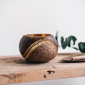 Tazón de coco de concha marina decorativa acabado de laca colorida ligero perfecto para tiendas de regalos hoteles y servicio doméstico - Product Image 3