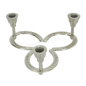 Soporte de vela Horse Bit, portavelas de aluminio de estilo ecuestre, candelabro de Metal con acabado de níquel para Decoración de mesa - Product Image 3