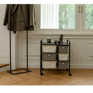 Chariot à tiroirs de rangement noir à 6 niveaux pour salle de bain Garage Vaisselle et bijoux Solution d'organisation polyvalente pour la maison - Product Image 3