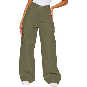 White Breathable Custom Logo Design <b>Baggy</b> <b>Women</b> <b>Cargo</b> <b>Pants</b> Summer Streetwear Oversize <b>Cargo</b> Trousers - Product Image 3