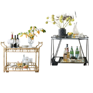 Carrito de Bar Vintage, Carrito de Metal de Color Dorado para Servir Comida, Carrito de Calidad Superior para Hotel y Restaurante - Product Image 1