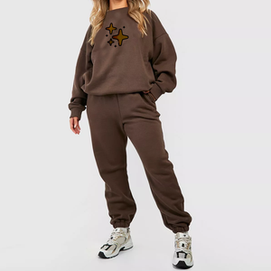 Conjuntos de Mujer 100% Algodón, Tallas Grandes, Ropa Urbana, Conjunto Ligero de 2 Piezas con Hombros Caídos, Sudadera y Pantalones Deportivos - Product Image 1