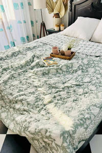 <b>Indian</b> Traditional Chintz Hand Block Printed Reversible <b>Quilt</b> 100% Premium Mul Cotton Hand Stitch 90*108" Size Backing <b>Quilt</b> - Product Image 6