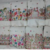 Tissu en voile de coton 100 % non tissé, respirant, brodé, de poids moyen, antistatique, anti-déchirure, jacquard, style floral, pour vêtements d'été