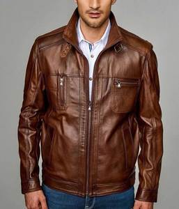 Veste en cuir sur mesure de haute qualité pour hommes Veste en cuir de vache véritable pour hommes - Product Image 2