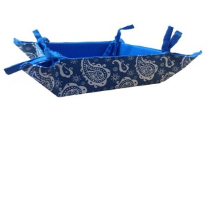 Blue color Pure cotton printed bread basket home <b>kitchen</b> <b>storage</b> oval shape bread fruit <b>Vegetable</b> GOTS certificate food Baskets - Product Image 5