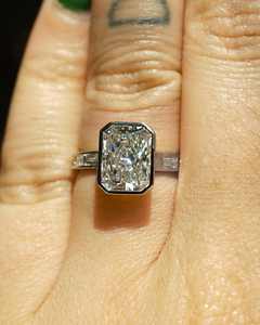 Anillos de compromiso de diamantes cultivados en laboratorio de corte radiante de 4 quilates para mujer en plata 925 10K 14K 18K oro sólido - Product Image 4