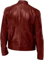 Hochwertige Winter-Herrenjacke mit Reißverschluss, Taschenverzierung, PU-Leder, Outdoor-Stehkragen, schmal geschnittene Lederjacke.
