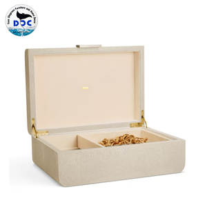 Boîtes à bijoux en faux shagreen de luxe DPC, étui de rangement classique, collier, bague avec plateau, bordure en laiton, modèle 0006 - Product Image 6