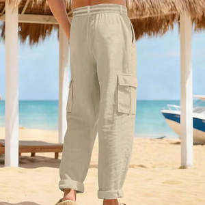 Men's High Quality 100% Cotton Lightweight <b>Cargo</b> <b>Pants</b> Long Casual Outdoor Tactical with Mid <b>Waist</b> <b>Elastic</b> <b>Waist</b> - Product Image 5