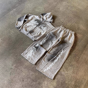 Conjunto de Moda Urbana de Invierno, Sudadera con Capucha y Cremallera, Pantalones Rectos, Alta Calidad, Secado Rápido, Transpirable, Marca de Moda - Product Image 3