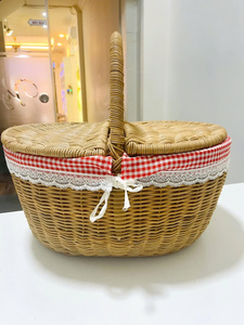 Cesta de picnic de ratán respetuosa con el medio ambiente Cesta de camping de ratán Precio competitivo Productos naturales de alta calidad - Product Image 3