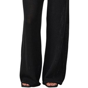 Womens Open Knit Cover Up Trousers Black Wide Leg Drawstring Beach <b>Pants</b> <b>Summer</b> Holiday Resort Wear Keyword: - Product Image 2
