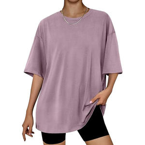 <b>Women's</b> Large Size Casual Oversize T-<b>Shirt</b> Solid Color Eco-Friendly Anti-Wrinkle Long Length Summer T <b>Shirt</b> Clothes - Product Image 3