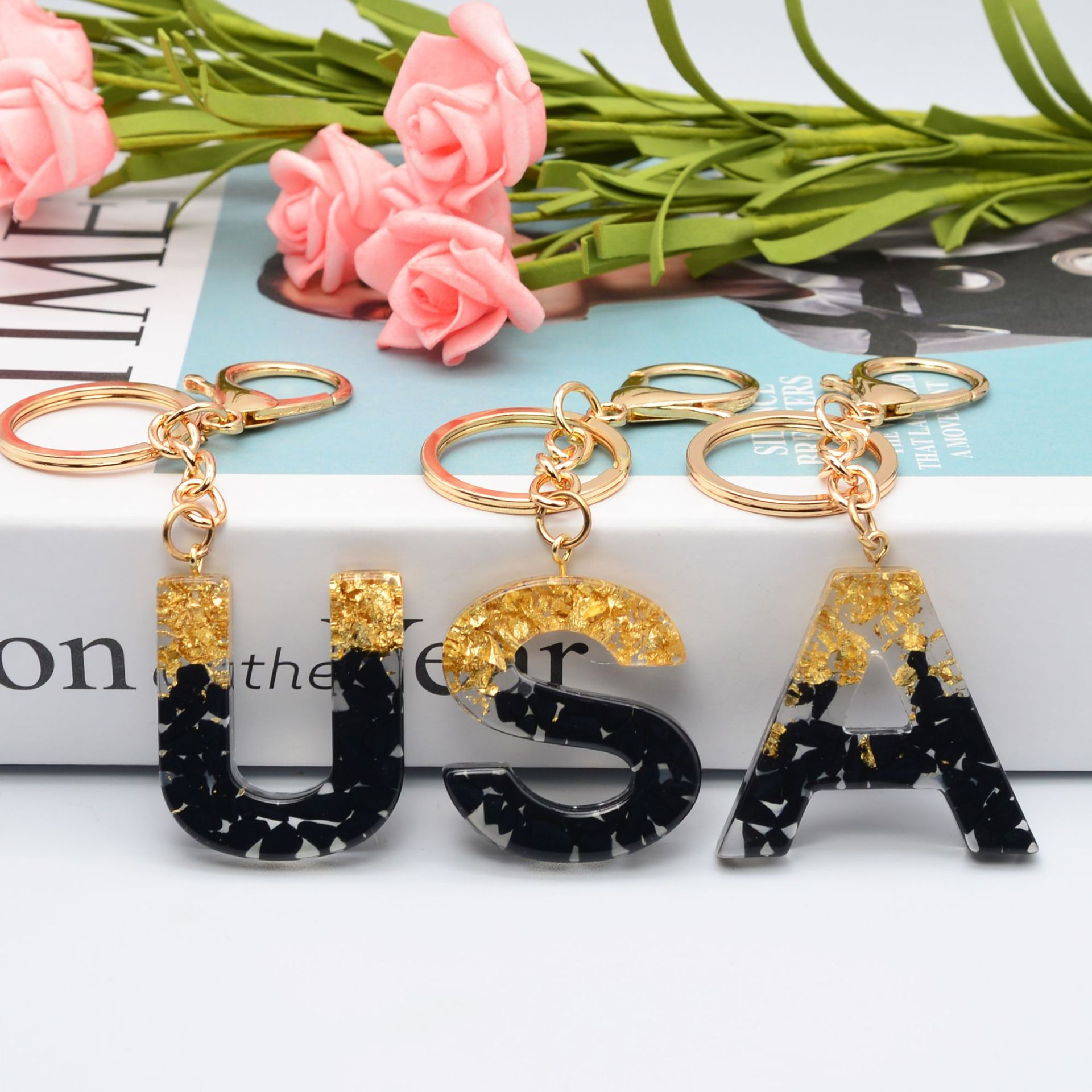 Initial Letter Keychains - Personalized Present Monogram Acrylic Keychain Tween Gift