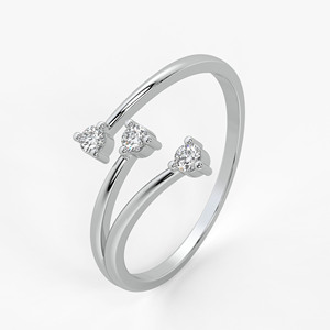 Anillo de Mujer de Plata de Ley 925 de Lujo con Triple Piedra de Circonio, Anillo Abierto, Joyería Fina de Moda para Fiestas, Regalos y Uso Diario - Product Image 4