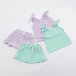 Ensemble Confortable Tendance 2026 pour Enfants : Débardeur à Bretelles en Tissu Éponge + Short à Ourlet Festonné, Doux, Absorbant, Multicolore - Product Image 4