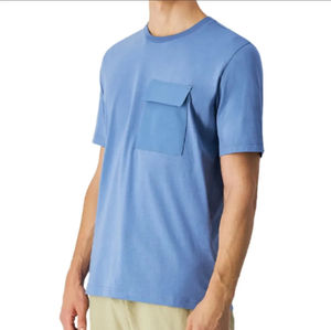 T-shirts personnalisés pour hommes 220 GSM, col rond, coupe ample, manches courtes, couleur unie, grandes tailles, basiques tricotés avec poche avant - Product Image 1