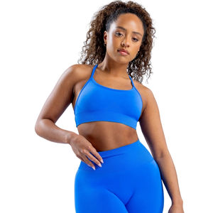 Soutien-gorge de sport sans couture en spandex/nylon respirant de haute qualité, à séchage rapide et personnalisable pour femmes avec logo à l'avant - Product Image 1