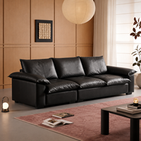 Canapé d'angle moderne en cuir véritable noir de luxe sur mesure, trois places, en forme de L, avec dossier réglable en éponge, pour hôtel et appartement
