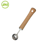 Groothandel handmatige roestvrijstalen meloenbaler met houten handvat, multifunctioneel, draagbaar, met aangepast logo