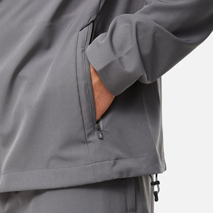 Korean Style Men's Windbreaker Jacket with Zippered <b>Arm</b> Pit Vents & Reflective Stripe Cotton Filled Hidden Pocket - Product Image 4