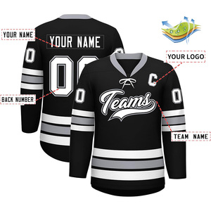 Camiseta de hockey sobre hielo de color negro para hombre, Camiseta deportiva ligera para equipo, uniformes de manga completa flexibles y personalizables - Product Image 5
