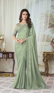 Dernier sari en soie lourde brodée de dentelle de créateur par FabZone - Product Image 4