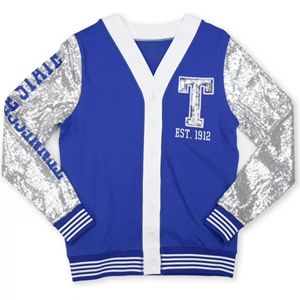 Pull à col en V scintillant personnalisé pour femmes Pull de style collégial scintillant pour l'hiver - Product Image 1