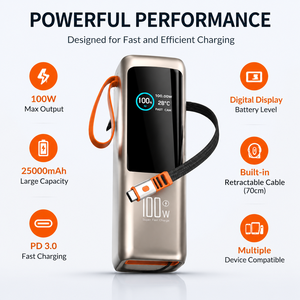 Batería Externa para Portátil de 100W con Pantalla a Color, Multifuncional, Portátil, de Alta Potencia, con Barra de Energía de Iones de Litio - Product Image 1