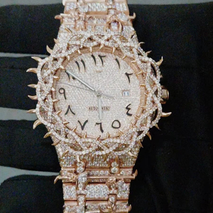 Reloj de Pulsera de Acero Inoxidable de Lujo, Fabricante Profesional, Completamente Adornado con Moissanita, Estilo Hip Hop, Logotipo Personalizado, Estilo Antiguo - Product Image 1