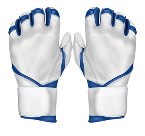 Gants de frappe de baseball/softball pour adultes à manches longues avec logo personnalisé, disponibles en ODM/OEM, en polyester blanc et bleu, respirants, taille XXL, fermeture auto-agrippante - Product Image 6