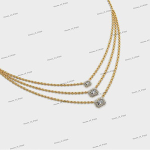 Moissanite <b>Layered</b> <b>Necklace</b> with Triple Rectangle Cut Stones Elegant Wedding & Party <b>Necklace</b> for Women - Product Image 2
