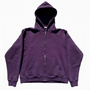 ชุดแทรคสูทสตรีทแวร์แบบย้อมสีเอซิดสั่งทำพิเศษ พร้อมงานปักลายขาดๆ แบบแอพพลิเค่ เสื้อฮู้ดดี้ทรงหลวม กางเกงขายาวทรงตรงเนื้อผ้าหนา 100% - Product Image 3