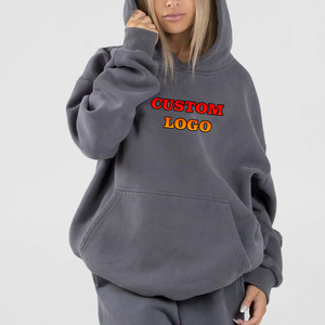 Sudadera con capucha extragrande de algodón 100% de 465 GSM, estilo hip hop, sin cordones, informal, para mujer, muy vendida. - Product Image 1