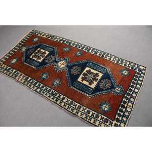 3.2x6.3 ft Rug, Turkish Vintage Rug, <b>Brown</b> Camouflage <b>Wool</b> Rug - Product Image 1