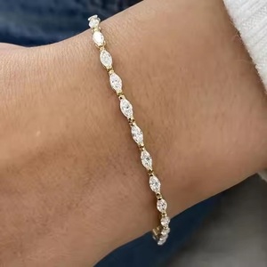 สร้อยข้อมือเทนนิสสีเหลืองทองหรูหรา14K มาคีส์2.87กะรัตมาร์คีสตัดแลปสร้างเพชรได้รับการรับรอง e/ VS1เปิดกล่องเข็มกลัดเพชรโมอิส - Product Image 1