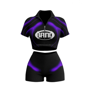 Conjunto de Sudadera Corta con Capucha y Logotipo Personalizado para Verano, Conjunto de 2 Piezas con Cremallera para Mujer, Conjunto Deportivo de 2 Piezas para Hombre y Mujer - Product Image 5