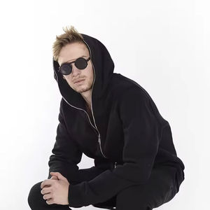 เสื้อฮู้ดซิปหน้ากรดสำหรับผู้ชายผ้าฝ้ายขนแกะ100% วินเทจสำหรับผู้ชาย - Product Image 4