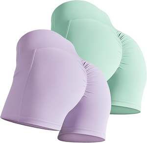 Top Premium Quality <b>Yoga</b> <b>Shorts</b> for Women Cross Waist Active Gym 100% Polyester Stretchy <b>Yoga</b> with Side Pockets - Product Image 6