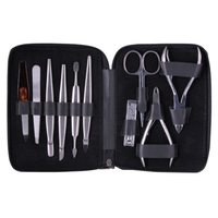 Kit de soin des ongles en acier inoxydable finition argent classique, ensemble de manucure portable dans un étui pour adultes, OEM, étiquette privée personnalisée