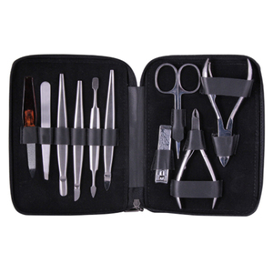 Kit de soin des ongles en acier inoxydable finition argent classique, ensemble de manucure portable dans un étui pour adultes, OEM, étiquette privée personnalisée - Product Image 1